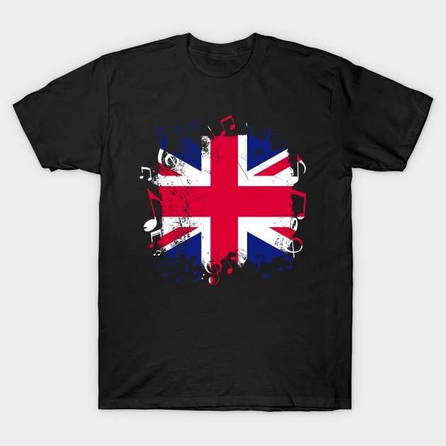 Great Britain Music Flag T-Shirt by Teeladen